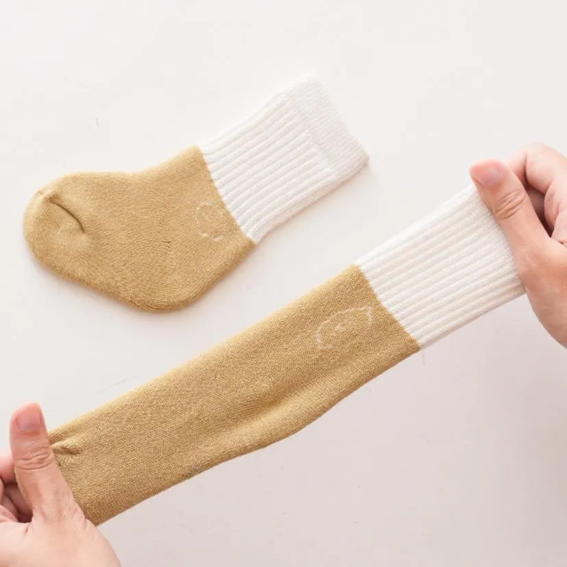 Baby Color matching thickened warm type A cotton socks Brown big image 1