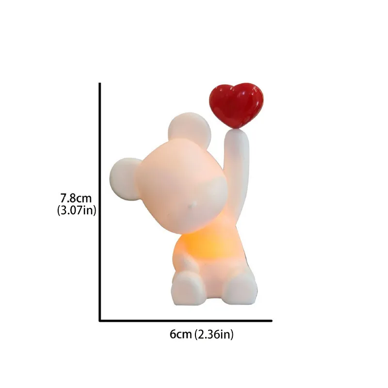 Confession Balloon Bear with Lights - Romantic Cake Decoration for Valentine's Day