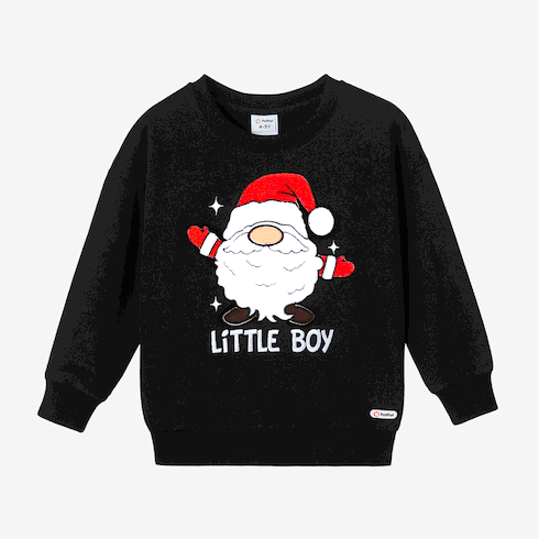 Go-Glow Christmas Family Matching Long-sleeve Tops with Santa Embroidery Glowing & Illuminating Dress with Light Up Skirt Including Controller (Built-In Battery) Black big image 3