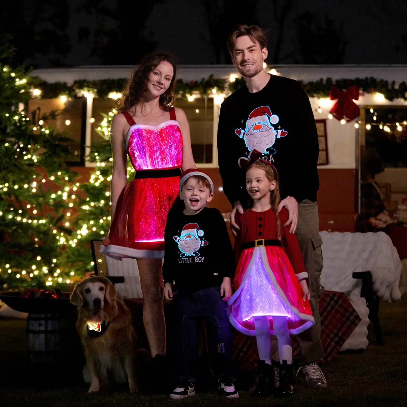 Weihnachten Familien-Looks Langärmelig Familien-Outfits Sets schwarz big image 1