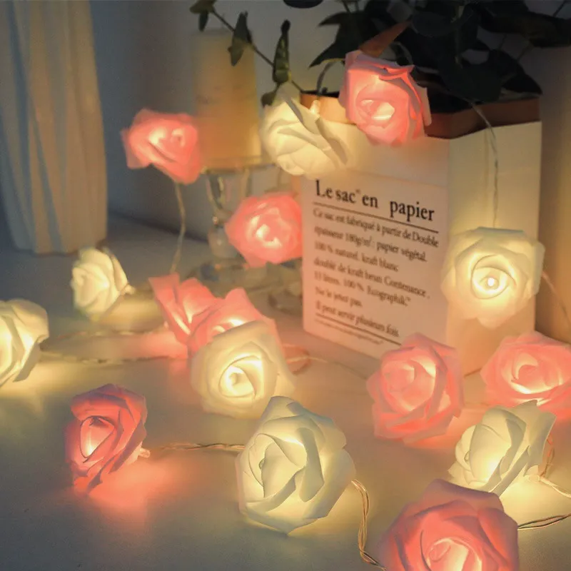 Luces de hadas de flores de espuma LED con batería, USB y control remoto: ideales para el Día de San Valentín, bodas y decoraciones festivas Multicolor big image 1