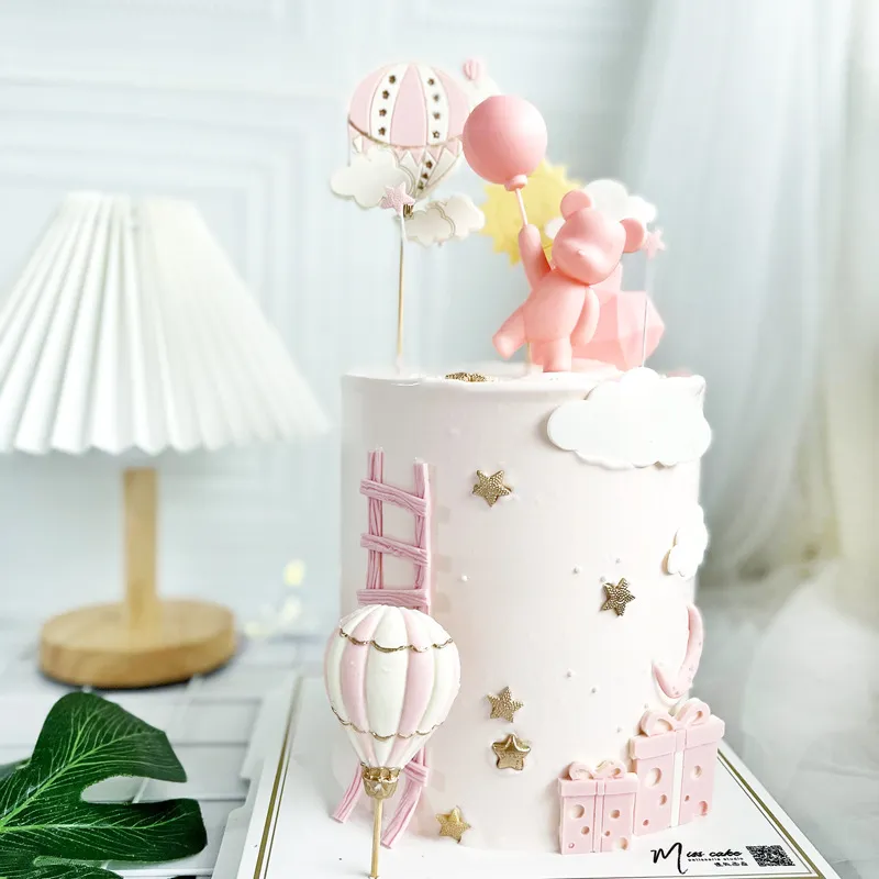 Confession Balloon Bear avec des lumières - décoration de gâteau romantique pour la Saint-Valentin Rose big image 1