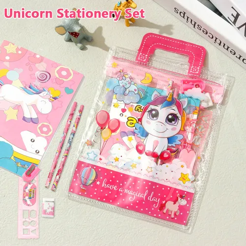 7pcs Cute Unicorn Cartoon School Supplies Stationery Set 