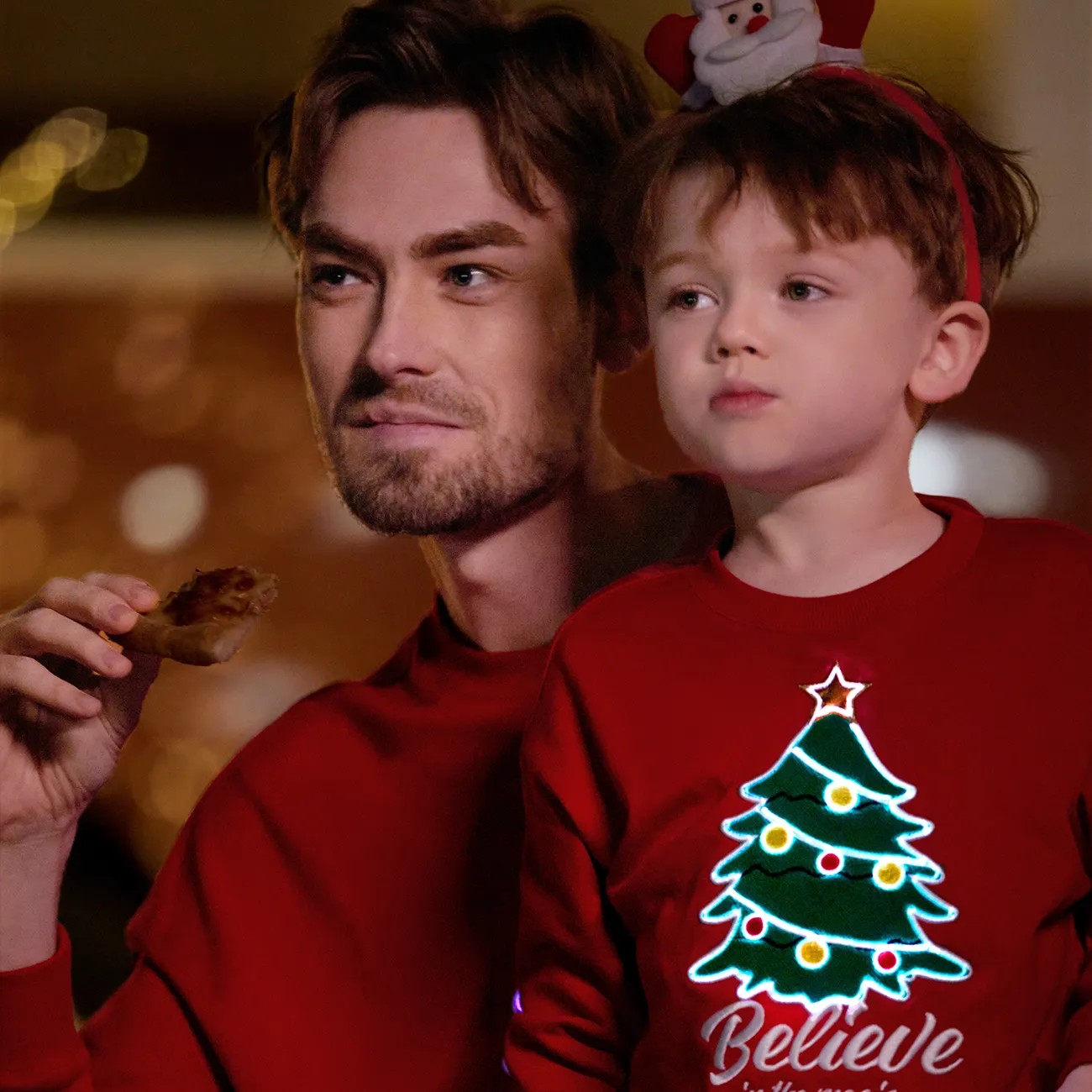 Weihnachten Familien-Looks Langärmelig Familien-Outfits Sets rot big image 1