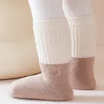 Baby Color matching thickened warm type A cotton socks Khaki