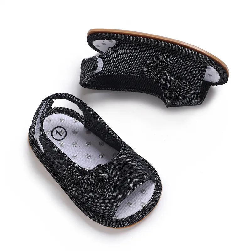 Baby / Toddler Girl Pretty Solid Bowknot Sandals Black big image 1