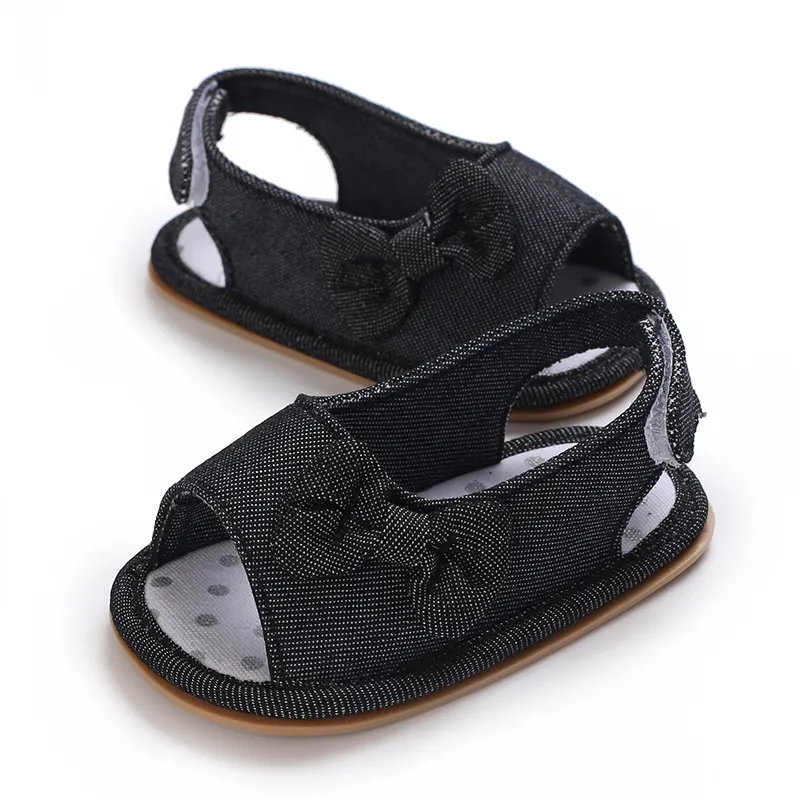 Baby / Toddler Girl Pretty Solid Bowknot Sandals Black big image 1