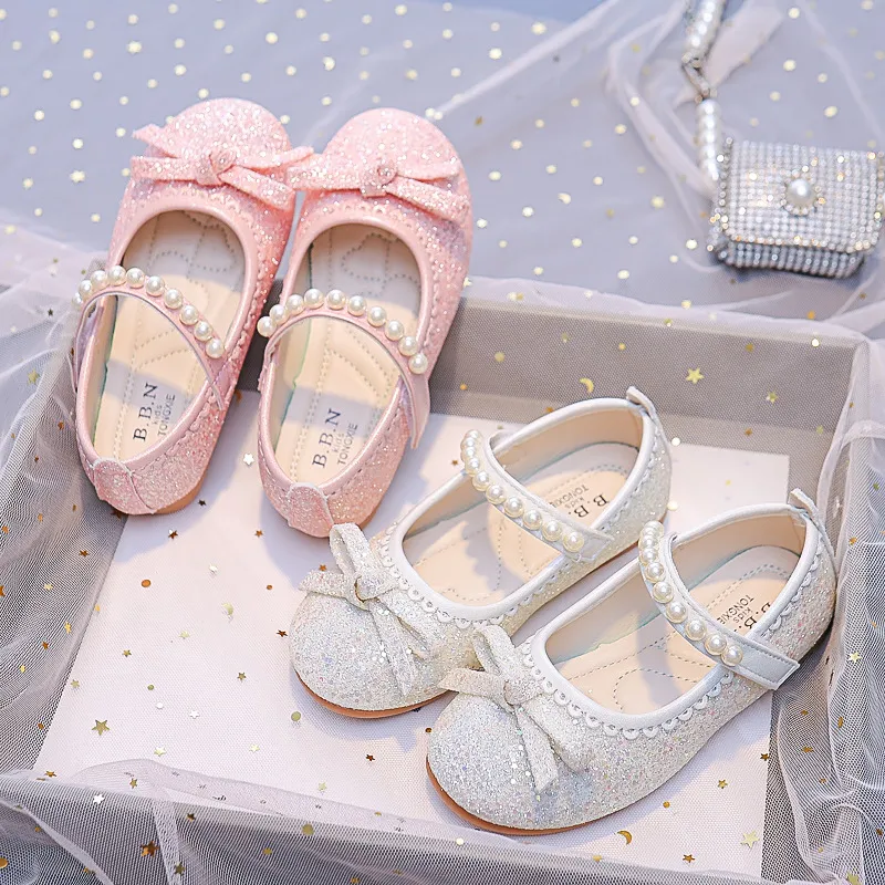 Toddler/Kids Girl Sweet Solid Hyper-Tactile 3D Glitter Leather Shoes Pink big image 1