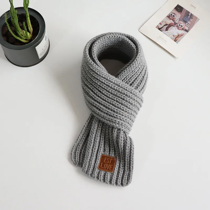 Basic thickened Warm knitted scarf for Toddler/kids/adult Grey image 2