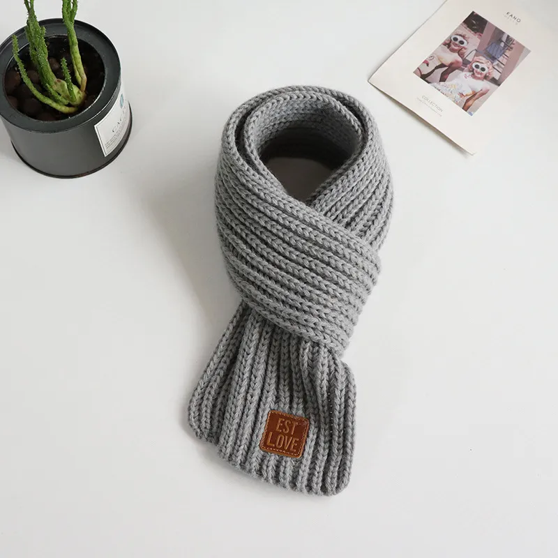 Basic thickened Warm knitted scarf for Toddler/kids/adult Grey big image 1