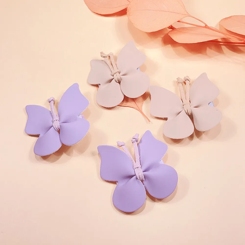 Toddler/kids Sweet PU leather all-inclusive bow hair clip Apricot big image 1