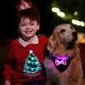 Go-Glow Light Up Pet Bandana with Color-block Stripes for Small Medium Pets Including Controller (Built-In Battery) Black image 1