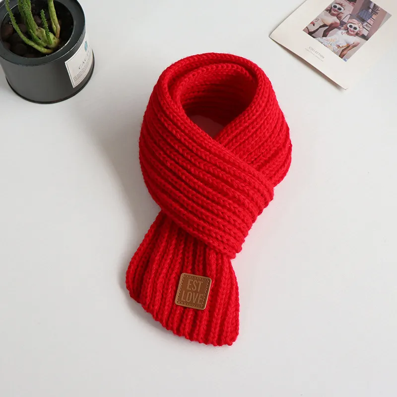Einfacher verdickter warmer Strickschal für Kleinkinder/Kinder/Erwachsene rot image 2
