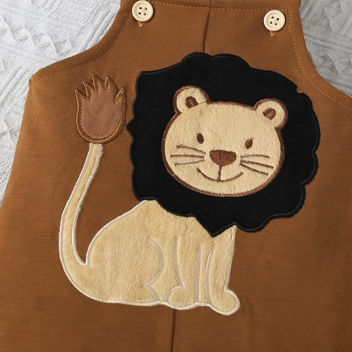 Baby Girl/Boy Childlike Lion Pattern Embroidery Overall Pants Brown big image 1