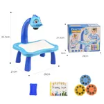 Multifunctional Projector Drawing and Writing Desk for Kids with Sound Effects and Detachable Rounded Corners Blue