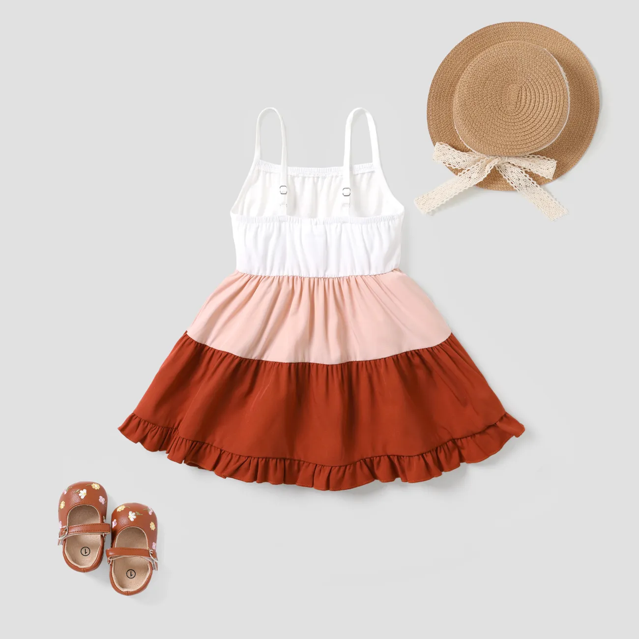 Baby Girl Fashionable Colorblock Cami Dress ColorBlock big image 1