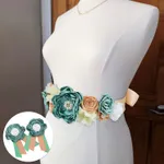 Maternity Dress Belt, Green Flower Decorated Waistband, Mom To Be Waist Seal and Chest Badge Set  image 6