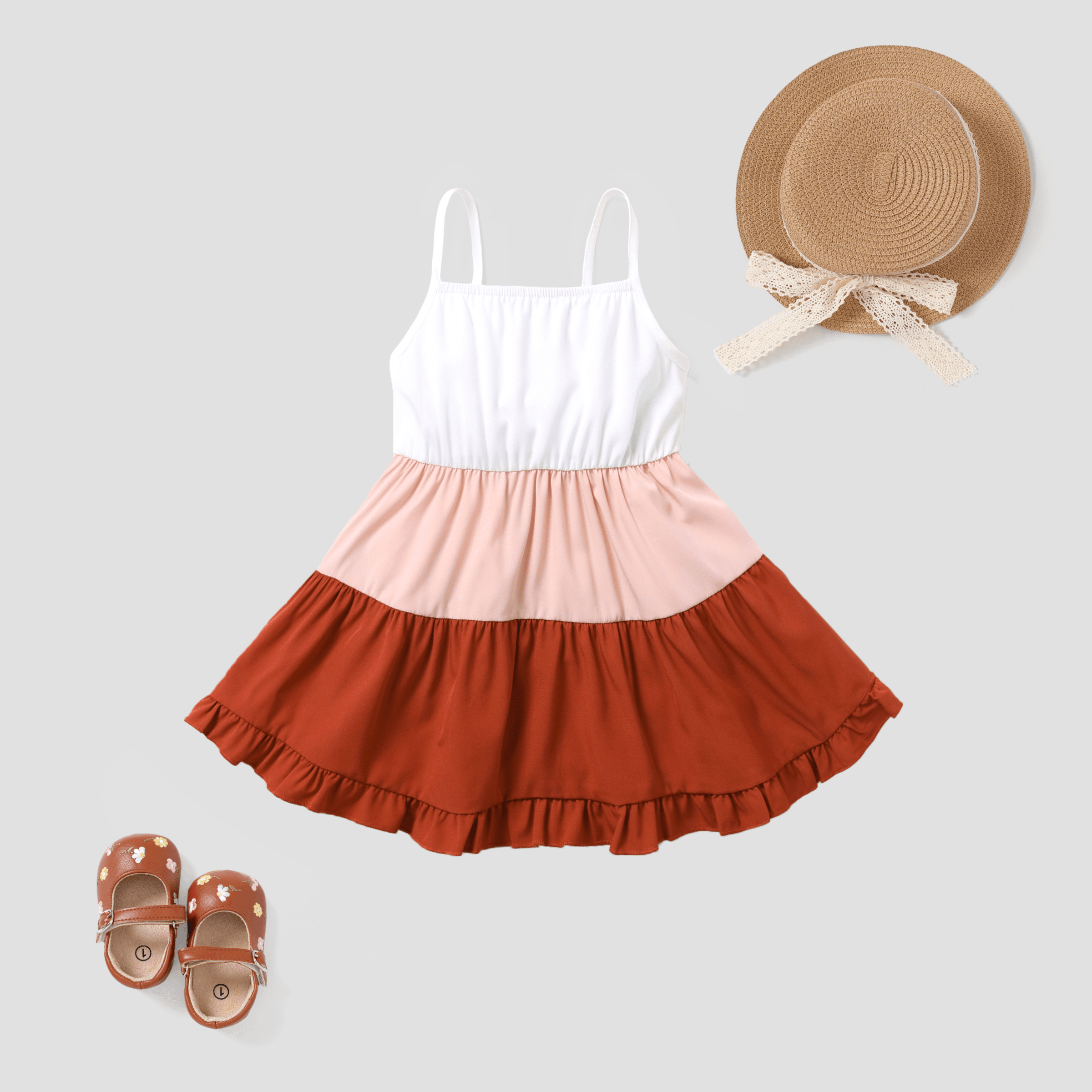 Baby Girl Fashionable Colorblock Cami Dress
