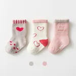 Paquete de 3 calcetines de toalla cómodos para bebés/niños pequeños Rojo claro