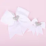Toddler/adult Valentine's Day swallowtail bow large and small two-piece set White