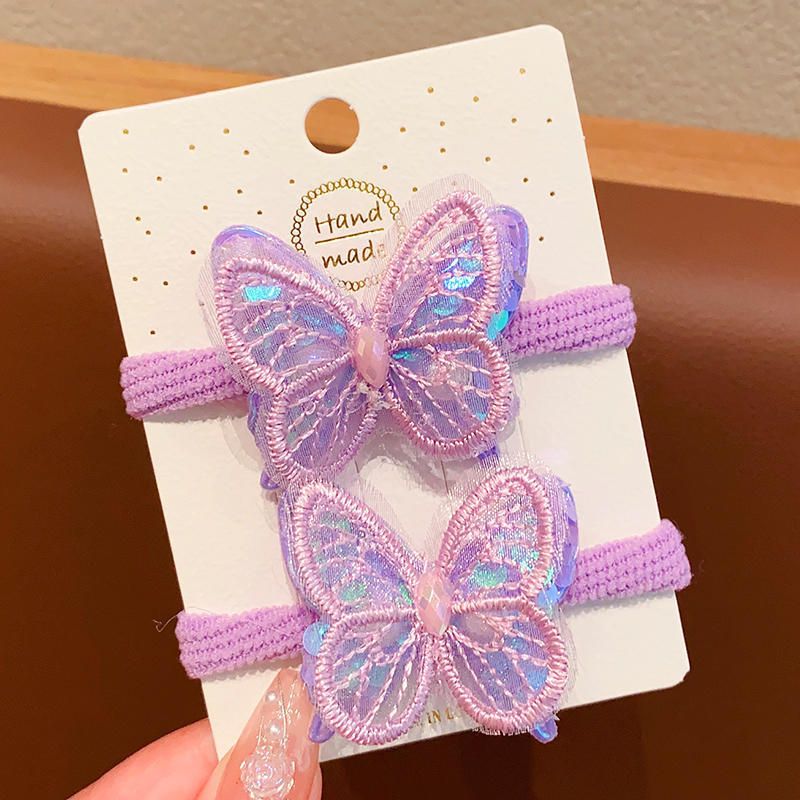 2-pack Toddler/kids Double layer sequined butterfly hair tie