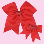 Toddler/adult Valentine's Day swallowtail bow large and small two-piece set Red