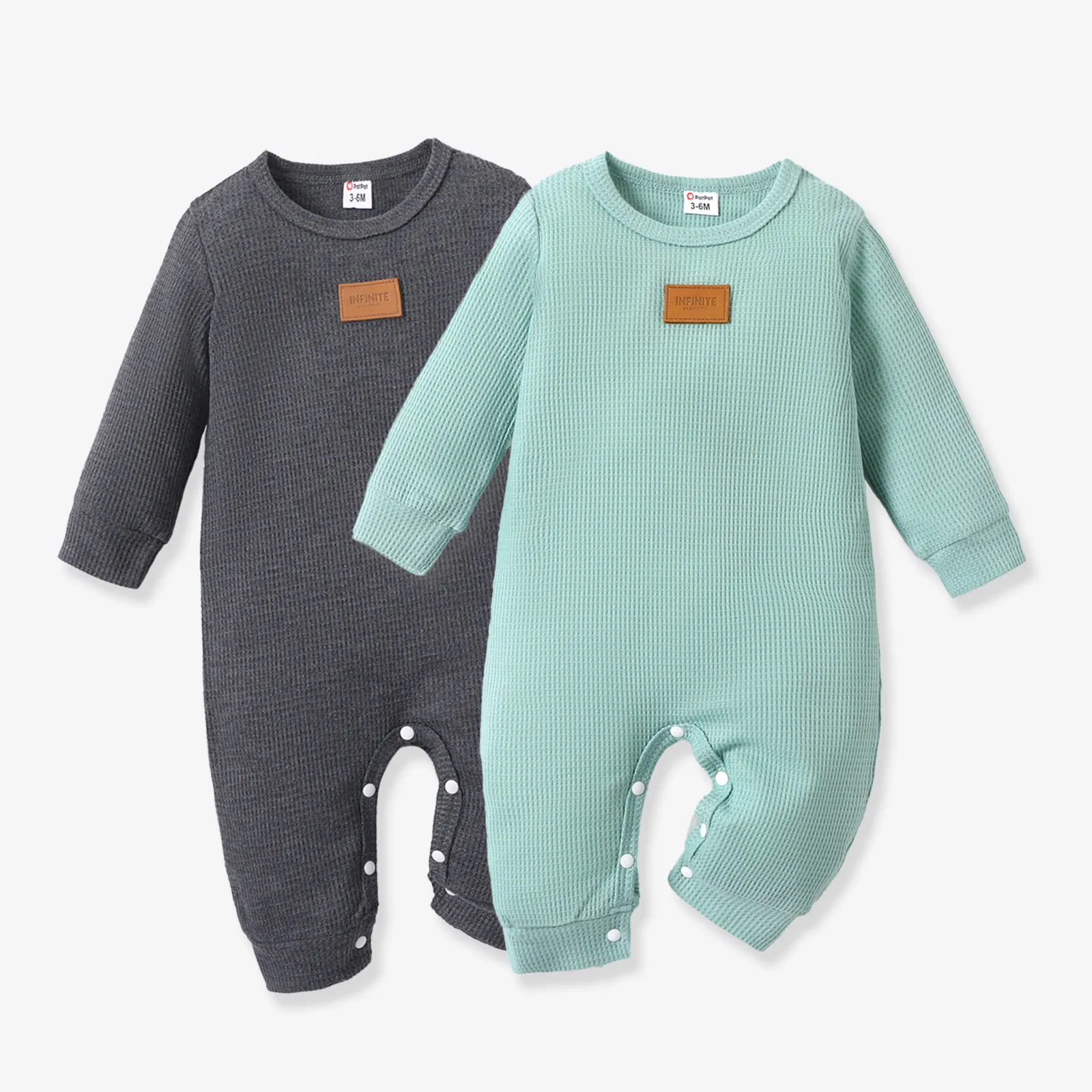Baby Girl/Boy Basic Solid Color Waffle Fabric Jumpsuit