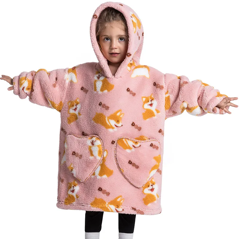 Animal Pattern Flanell Mädchen Kapuzenschlafsack für Baby rosa big image 1