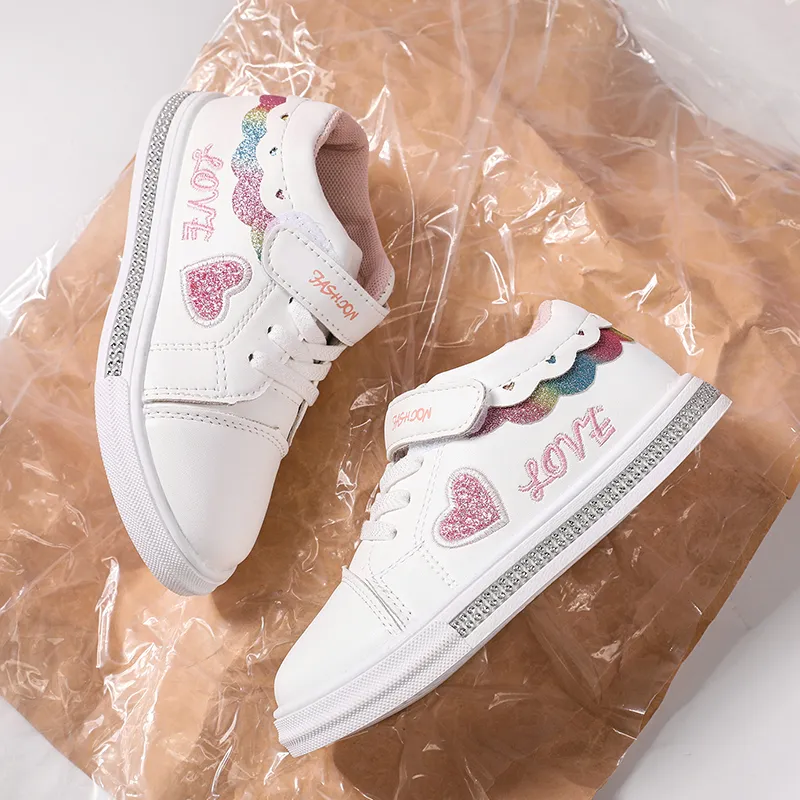 Toddler/Kid Letters Heart Pattern Glitter Velcro Casual Shoes