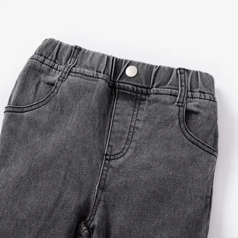 Toddler Boy Casual Elasticized Denim Jeans Black big image 1