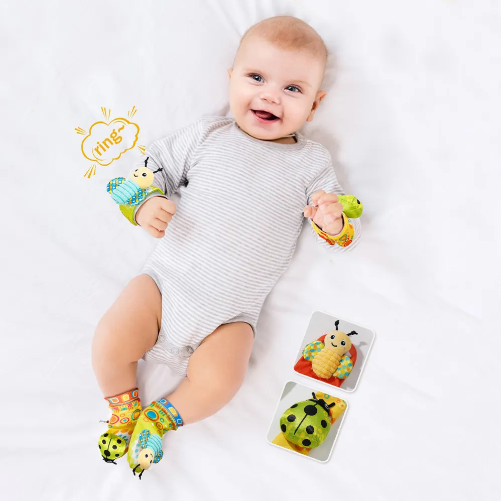 Baby Rattle Toy Wristband/Ankle Socks with Decorative Watch Strap Design Color-A big image 1