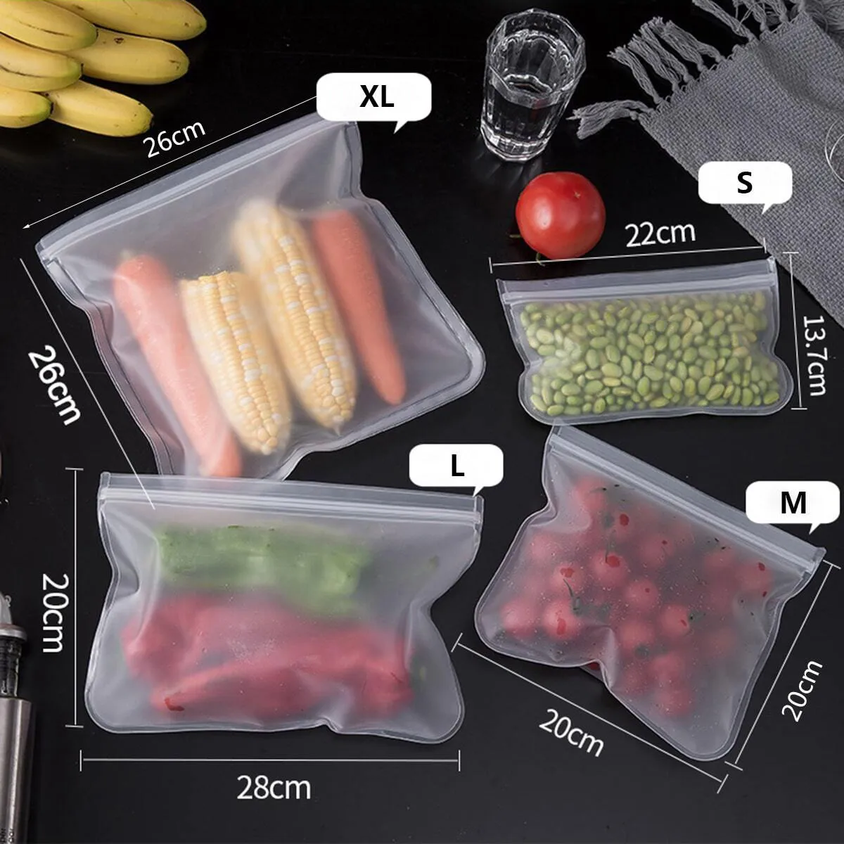 4-Piece Set EVA Food Preservation Bags For Refrigerator