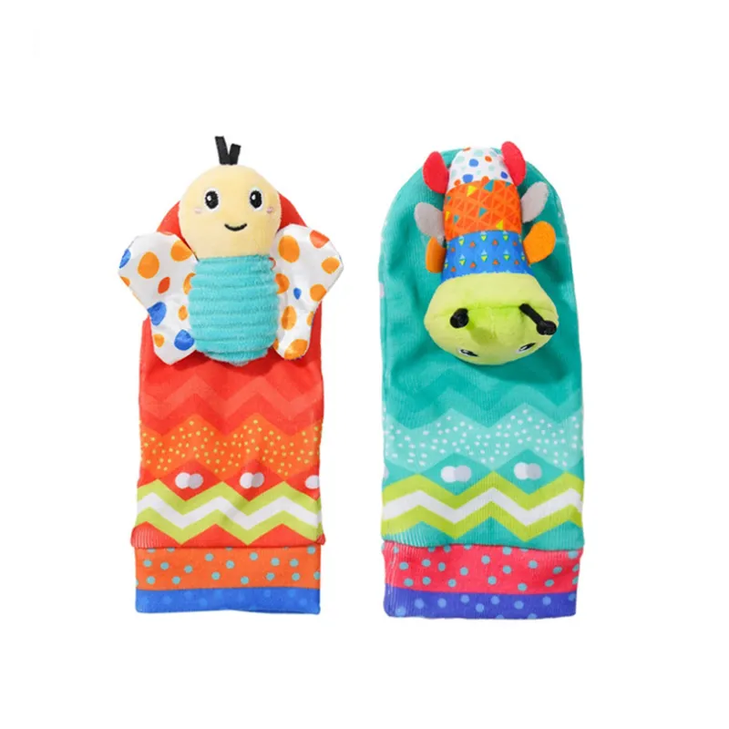 Baby Rattle Toy Wristband/Ankle Socks with Decorative Watch Strap Design