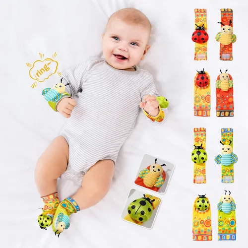 Baby Rattle Toy Wristband/Ankle Socks with Decorative Watch Strap Design