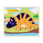 3D Wooden Dinosaur Puzzle with Buckle Design, Cartoon Puzzle for Early Education Royal Blue