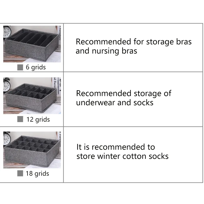 Grid Underwear Organizer - Foldable and Sectioned Lingerie Storage Box Color-E big image 1