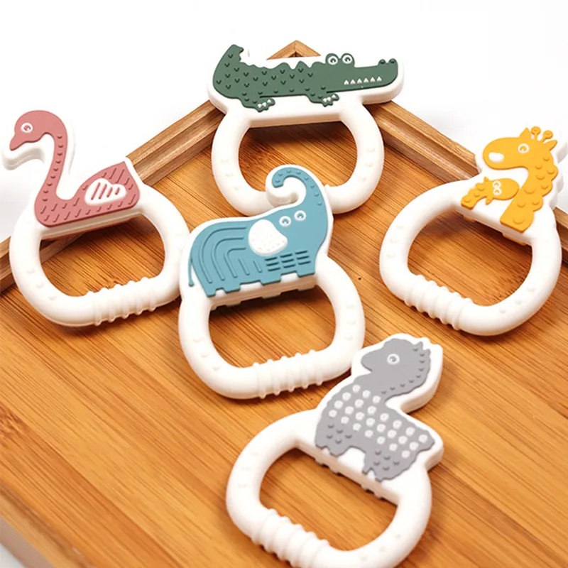 Baby-Beißring sensorisches Kauspielzeug, lebensmittelechtes Silikon für Neugeborene und sicheres Zahnen blau big image 1