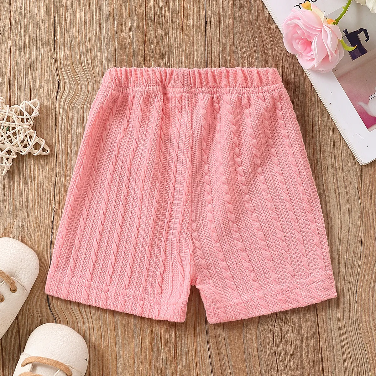Baby Girl Casual Textured Shorts Pink big image 1