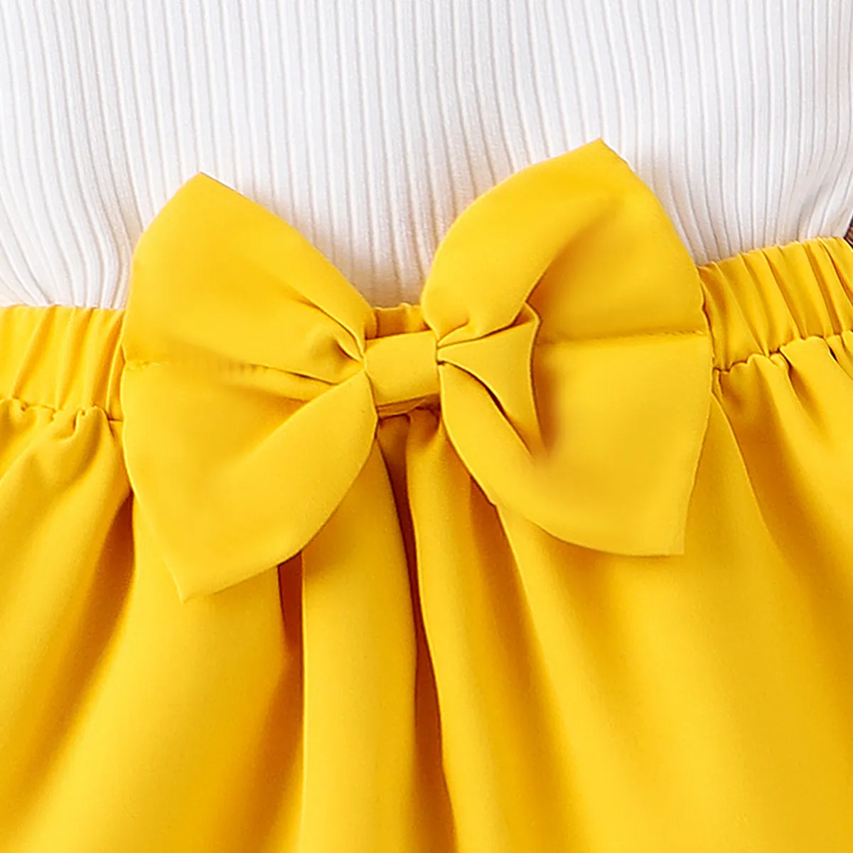 2pcs Toddler Girl Flutter Sleeve Tee and Irregular Skirt Set Yellow big image 1