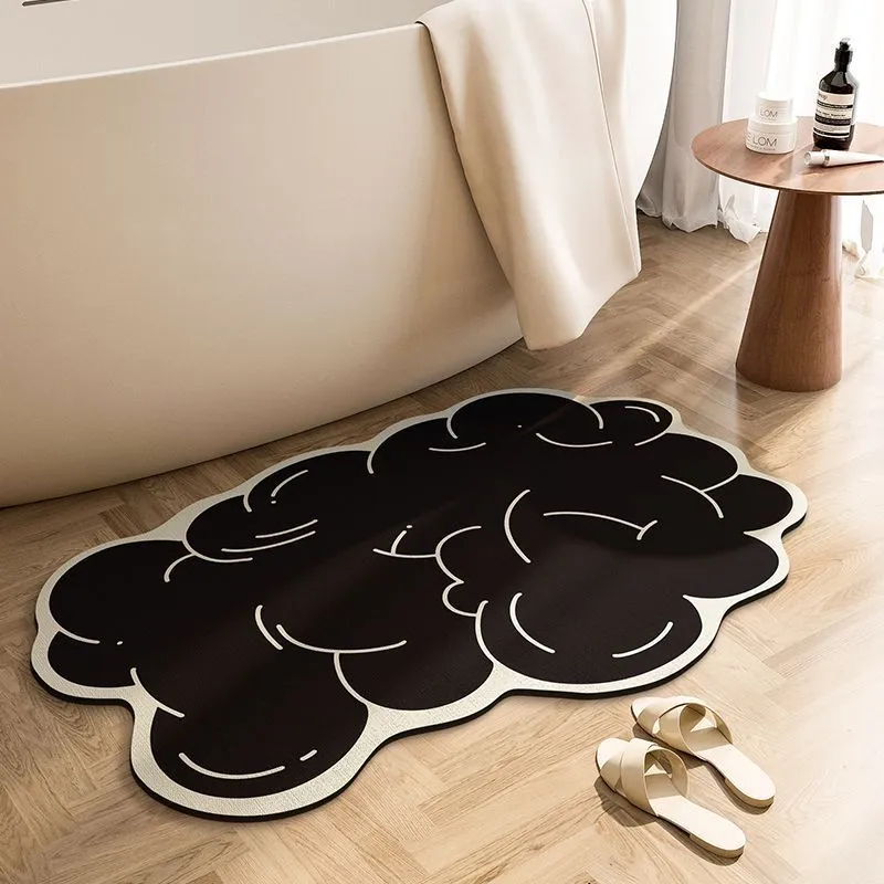 Non-Slip Quick-Drying Bath Mat for Home Bathroom Black big image 1