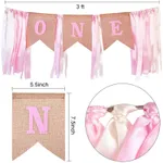 Baby Girl 1st Birthday Party Crown and Decoration Prop in Pink: Crown, Happy Birthday Banner, and Cake Topper Set Color-A