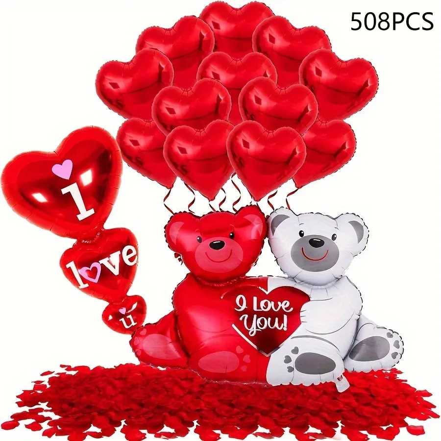 Set de globos de osito de peluche con 508 piezas Rojo big image 1