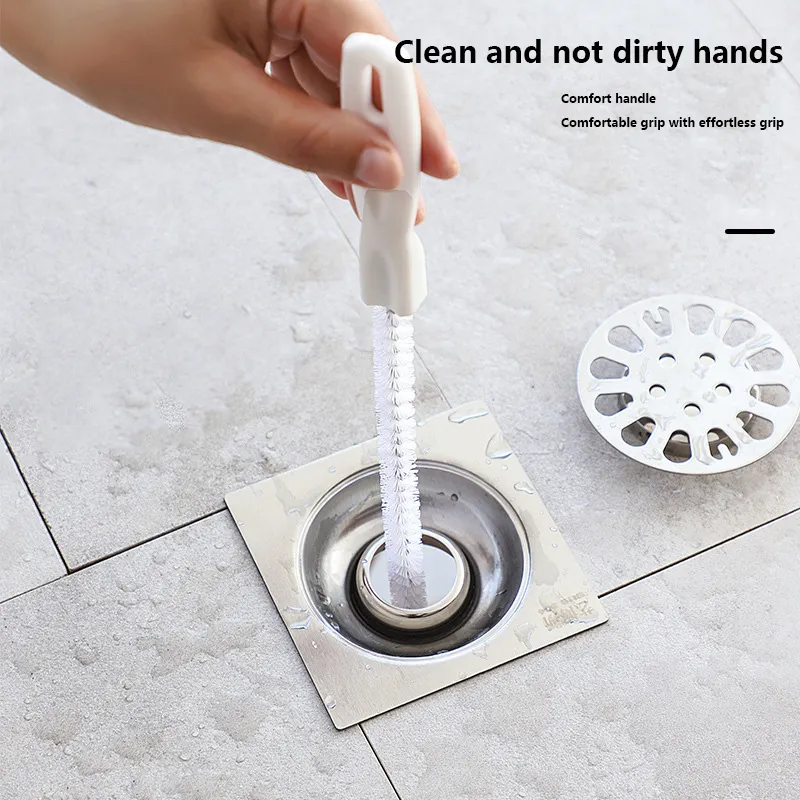 3-Piece Drain Unblocker Cleaning Brush Set for Water Pipes White big image 1