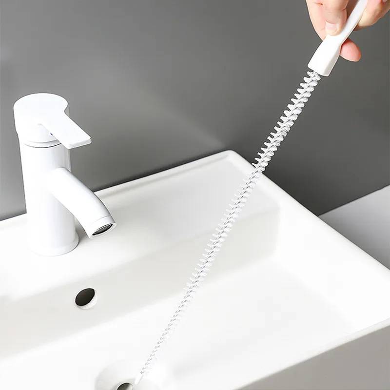 Conjunto de escova de limpeza desbloqueador de dreno de 3 peças para tubulações de água Branco big image 1