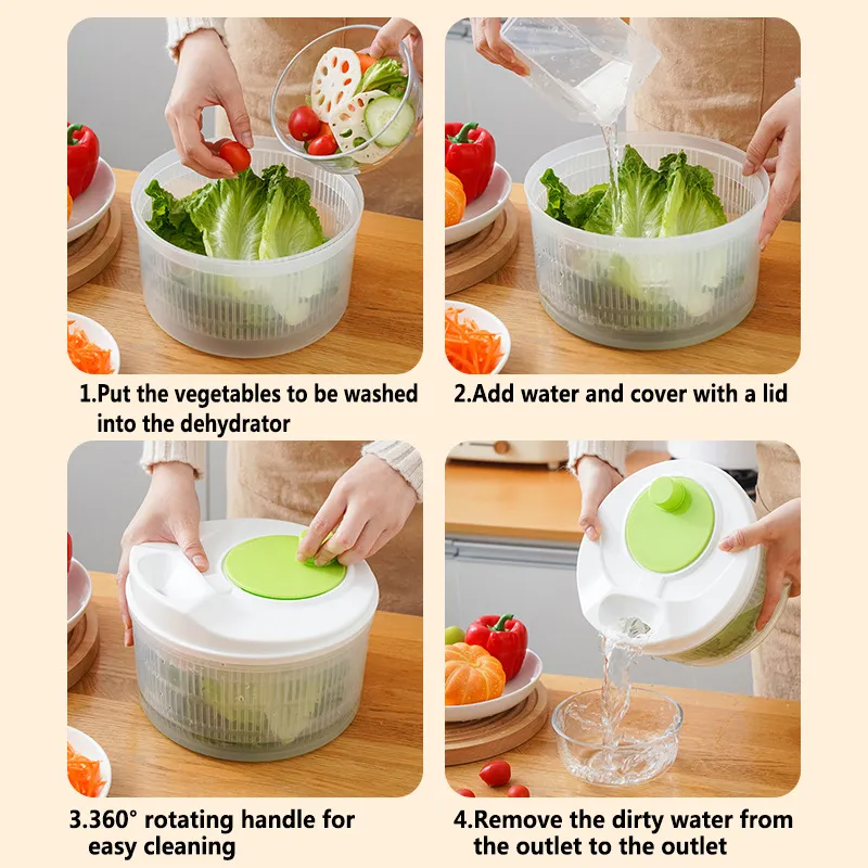 方便的家庭沙拉蔬菜脫水機 綠色 big image 1