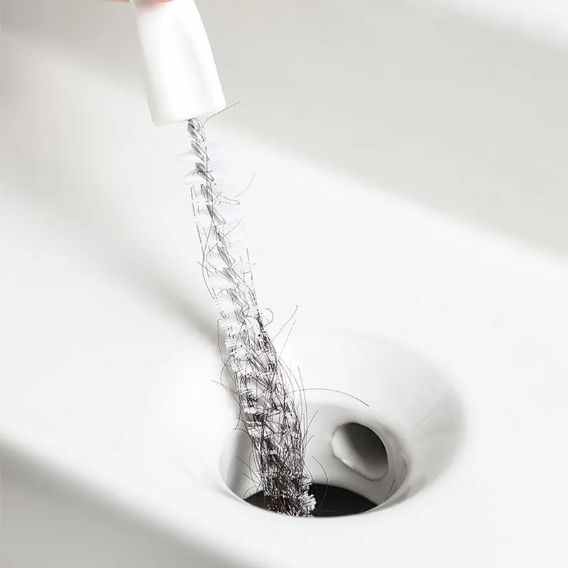 Set di spazzole per la pulizia dello sblocco dello scarico in 3 pezzi per tubi dell'acqua Bianco big image 1