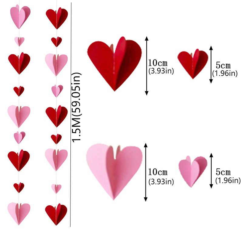 3D Heart-shaped Banner Decoration For Valentine's Day, Wedding Proposals, And Parties