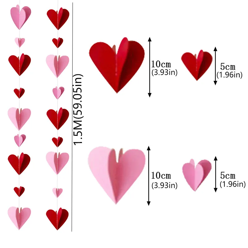 3D Heart-shaped Banner Decoration for Wedding Proposals, and Parties Color-A big image 1