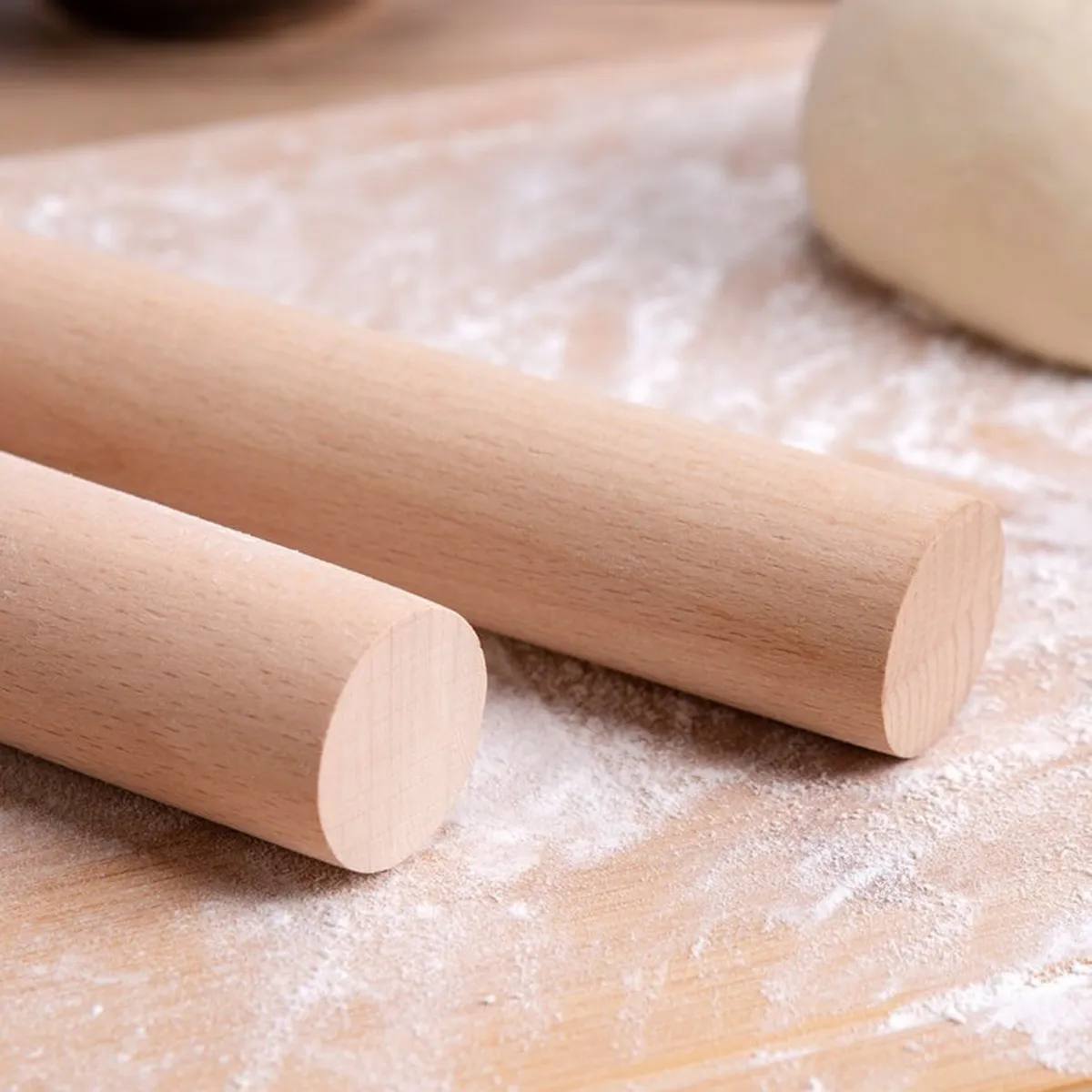 Rouleau à pâtisserie en bois massif de qualité supérieure pour la cuisson et les pâtes Jaune big image 1
