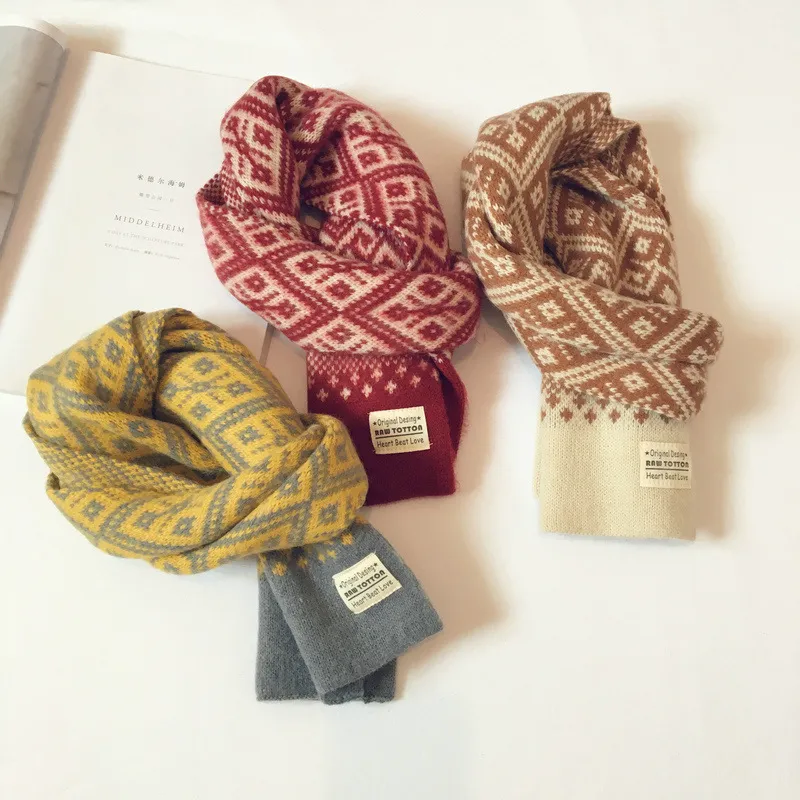 Toddler/kids Casual Fashionable and versatile windproof knitted wool scarf